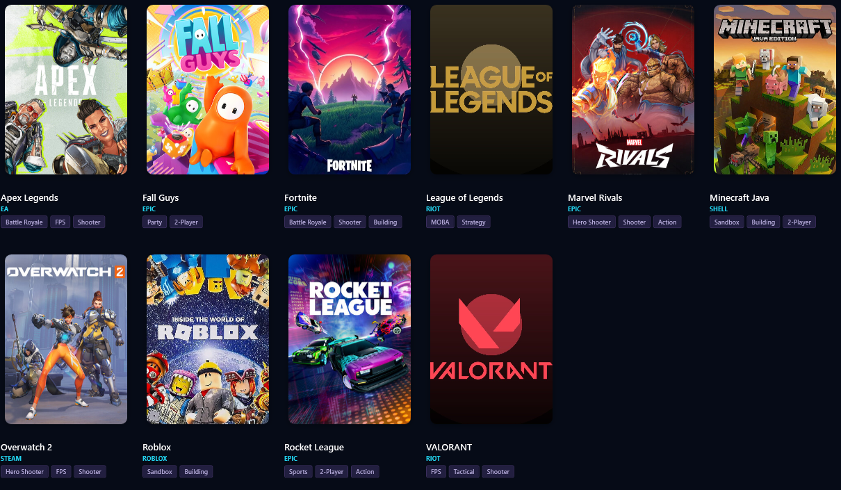 The game lineup, ready on every station